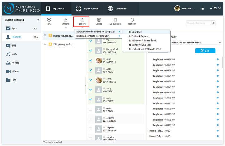 sync contacts with outlook with kies