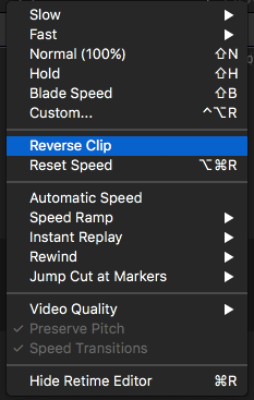  Reverse a video clip using FCP -1