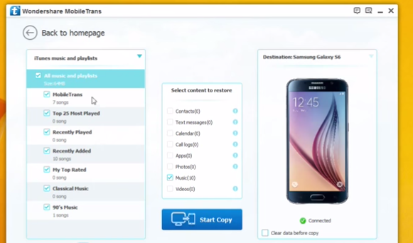 scaricare musica su samsung s6